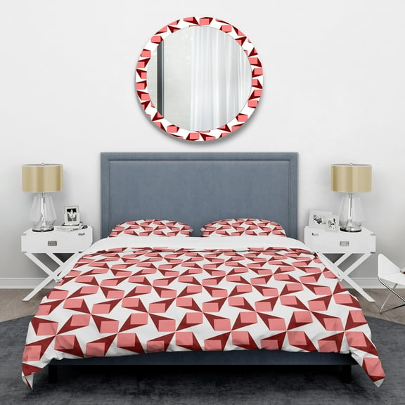Designart 'Retro Geometrical Abstract Minimal Pattern XIII' Mid-Century Modern Duvet Cover Set