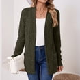 thumbnail image 3 of Women's Solid Color Long Sleeve Length Cardigan Sweater Coat Top with Pockets for Spring and Fall Seasons, Casual Layering for Daily Use,Army Green,L, 3 of 8