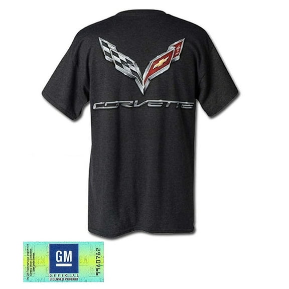 C7 Corvette Logo Flag T-shirt : Charcoal Large