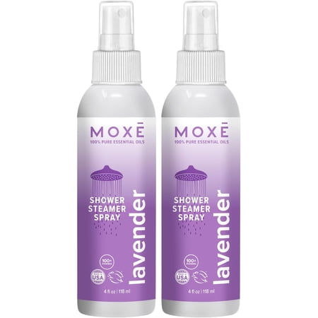 MOXE Lavender Shower Spray Aromatherapy Essential Oils Steam Therapy Shower Mist for Relaxation 4 oz 2 Pk