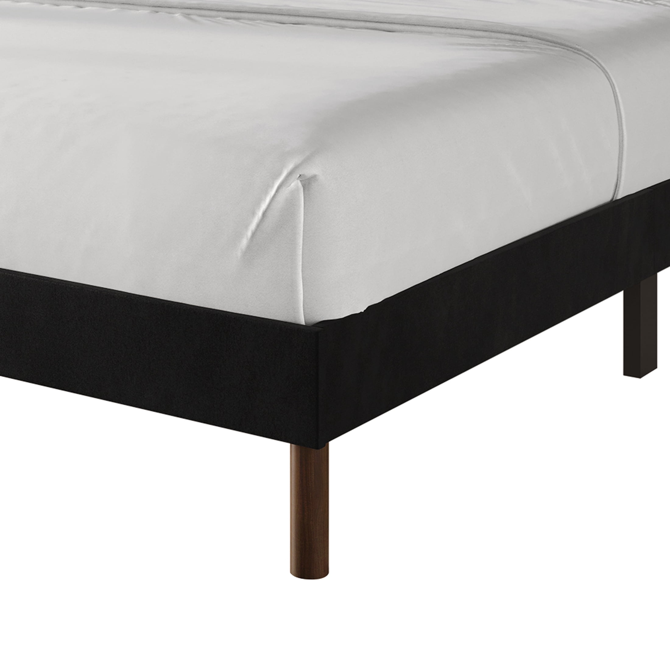Castle Place Sleek Contemporary Velvet Upholstered Full Platform Bed, Black