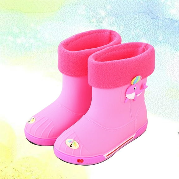 SHOWERORO 1 Pair Toddler Girl Rain Boots in Pink PVC Material Protect from Wet Weather Suitable for All Seasons