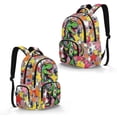 thumbnail image 5 of SCRAWLGOD Stars Dinosaur Pattern School Backpack for Boys Girls Backpack for Kids Teens Elementary Middle School 17 inch Portable Knapsack with Padded Strap, 5 of 7