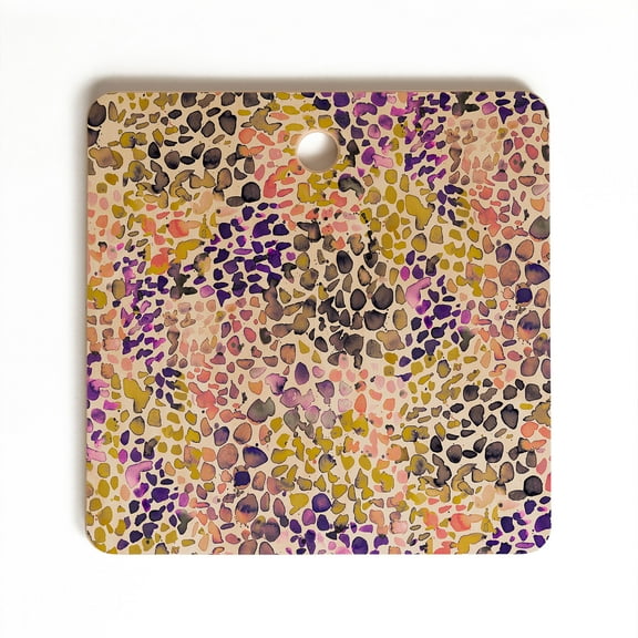 Society6 Ninola Design Purple Speckled Painting Watercolor Stains Square Cutting Board, 11.5" x 11.5"