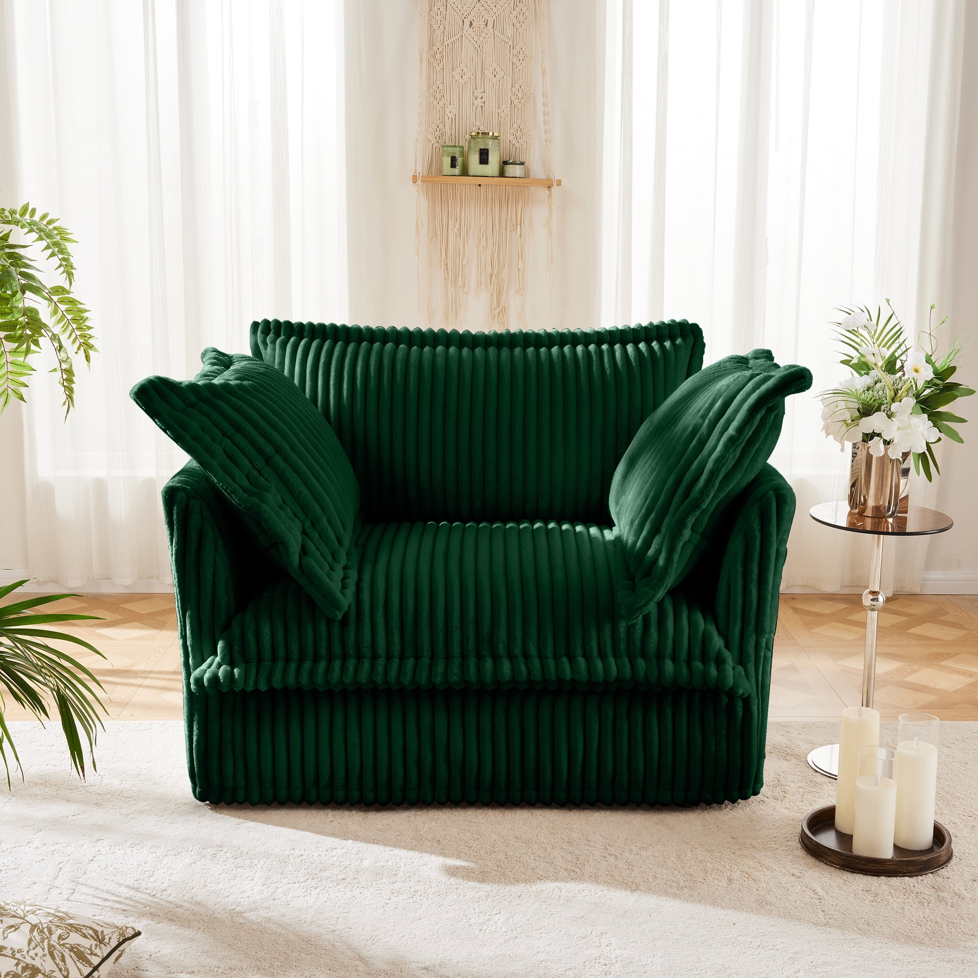 Gewnee Deep Seat Slipcovered Corduroy Armchair Fabric Accent Chair  for Living Room, Reading Room, Bedroom