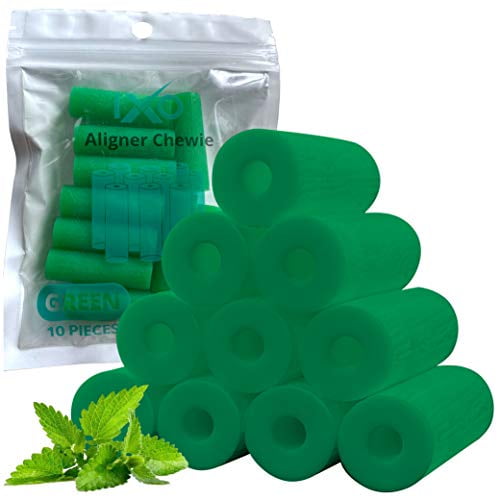 IXO Aligner Seater Chewies for Invisalign Aligners, Mint Scent, Bulk Pack in Resealable Bag (10 PCs) (Green)