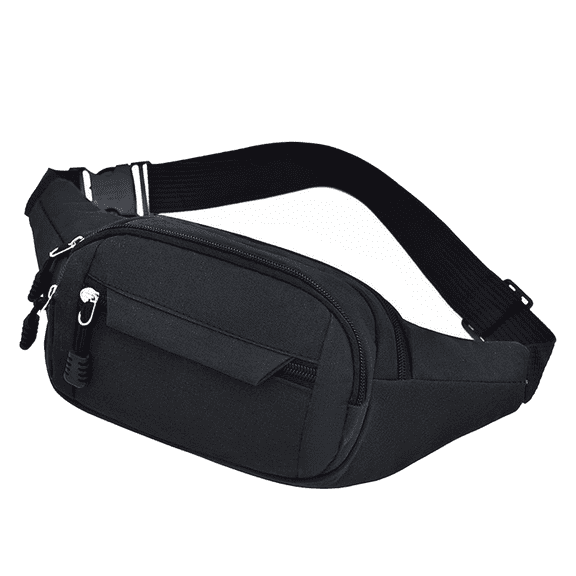Running waist bag for men women ，multi-functional waterproof and wear-resistant outdoor sports bag - black