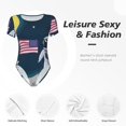 thumbnail image 4 of Vsdgher Astronaut With USA Flag Prinr Short Sleeve Body suit for Womens, Sexy Onesie One Piece Round Neck Bodysuit Shapewear Tummy Control-XX-Large, 4 of 7