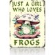 thumbnail image 1 of Funny Metal Tin Signs Just A Girl Who Loves Frog Vintage Metal Sign Retro Wall Decor for Home Bar Pub Man Cave 12×16 Inch, 1 of 5