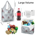 thumbnail image 3 of 5 Pack Foldable Shopping Bag,Light Blue Christmas Tree Pattern Reusable Grocery Bags with Pockets,Large Reusable Tote Bags with Handles Waterproof & Lightweight, 3 of 6