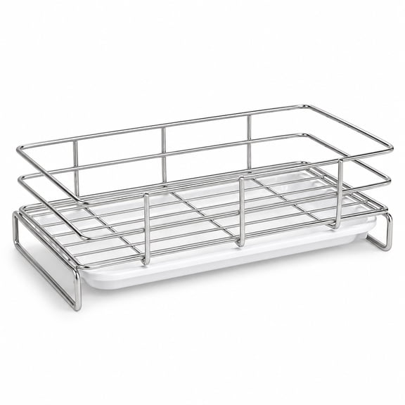 Stainless Steel Kitchen Sink Caddy with Removable Drip Tray, Sponge, Soap and Brush Countertop Organizer