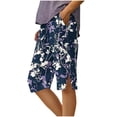 thumbnail image 2 of Pounoo Workout Shorts for Women Floral Print Side Split Button Detail Loose Fit Bottoms Beach Wear Breathable Slacks, 2 of 5