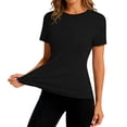 thumbnail image 2 of Favoffer Women's Ice Silk Tops Short Sleeve Solid Color Elastic Sun Protection Tops for Gym Hiking Running Yoga Outdoor Sports, 2 of 8