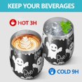 thumbnail image 4 of 12oz Stemless Wine Tumblers Smiling Ghosts Halloween Pattern Vacuum Insulated Stainless Steel Travel Tumbler Cups Mug with Lid and Straw for Champaign,Cocktail,Beer with Cleaning Brush, 4 of 5