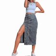 thumbnail image 1 of Jupe Longue en Denim Taille Haute Lavée avec Boutons, 1 of 5