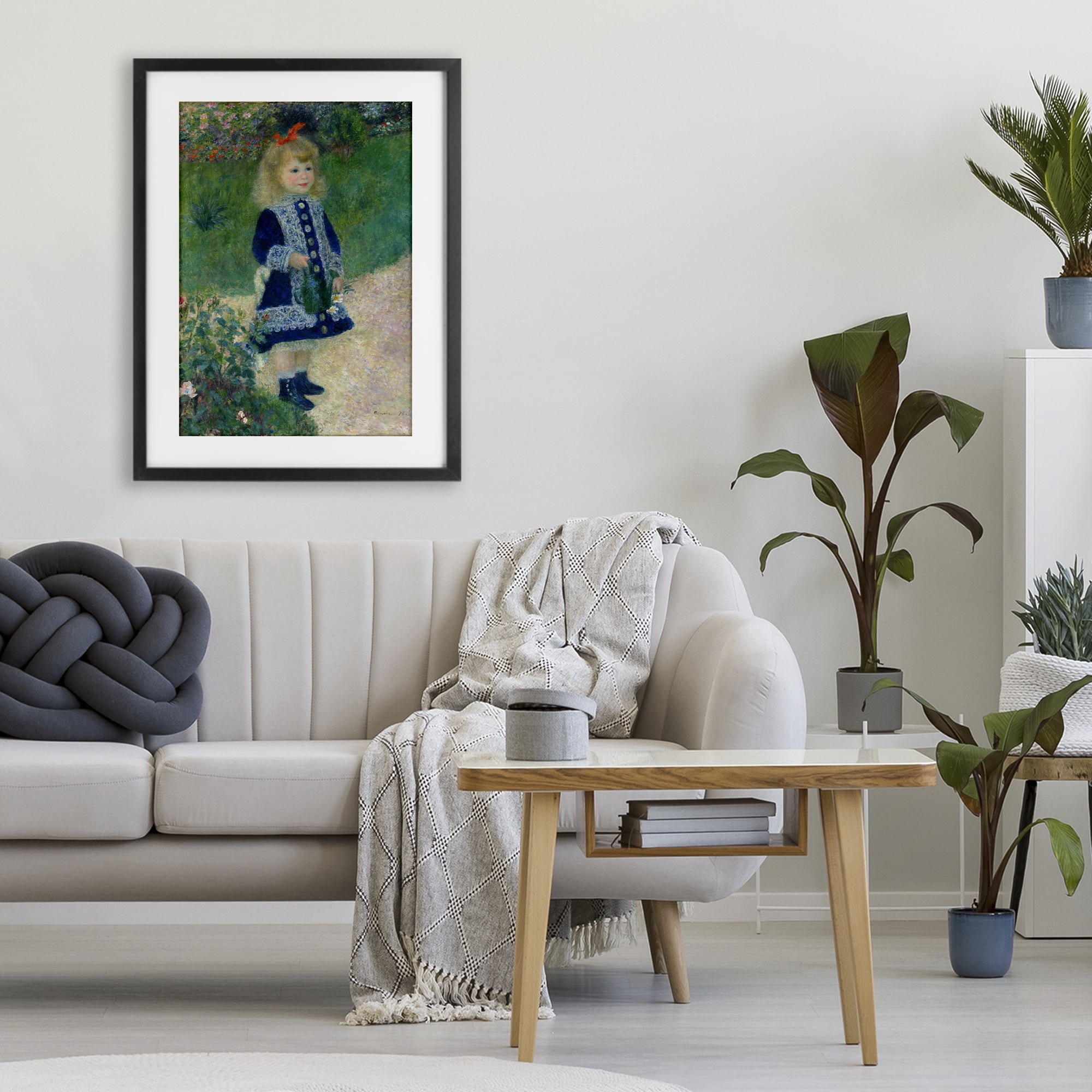 Stupell Industries Girl With Watering Can Black Framed Print Under Glass, design by Tina LeCour