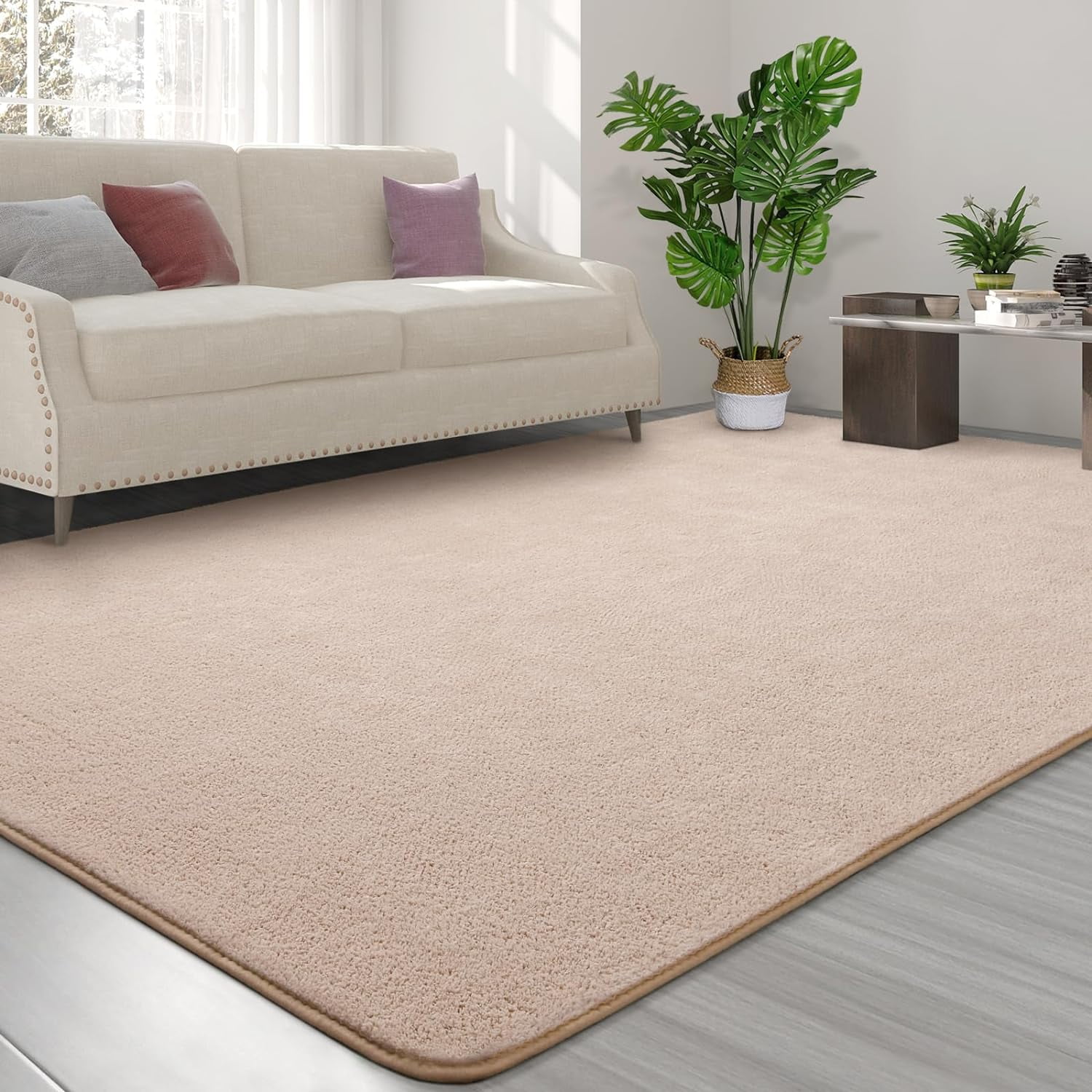 Noahas Soft Low Pile Rug Modern Area Rugs for Bedroom Living Room,Suitable for Boys Girls Teenagers and Adults with Super Soft Touch , Beige , 6' x 9'