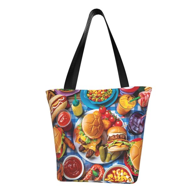 Easygdp Vibrant Picnic Food Spread Bolso de Hombro para Mujer, Bolso Bandolera y Cartera de Mano Elegante para Uso Diario