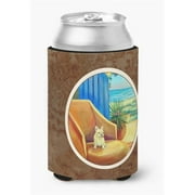 Carolines Treasures 7181CC French Bulldog at the Beach cottage Can or Bottle Hugger