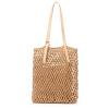 Bolso de hombro de paja Bolso de compras de malla de algodón tejido hueco para mujer (café) Tmvgtek Oficina Multiescena Multifunción