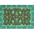thumbnail image 1 of Ahgly Company Machine Washable Indoor Rectangle Oriental Turquoise Blue Modern Area Rugs, 7' x 10', 1 of 4