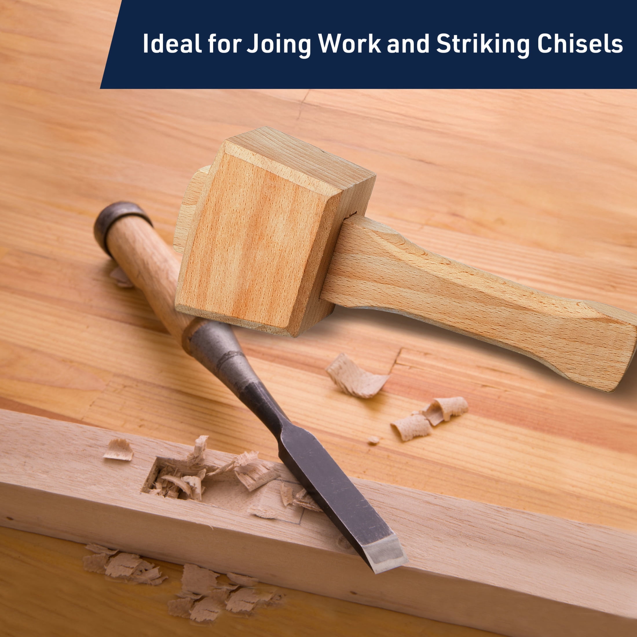Kings County Tools Wood Mallet Hammer - 12oz Solid Beechwood Carpenters Mallet with 3.5” Head
