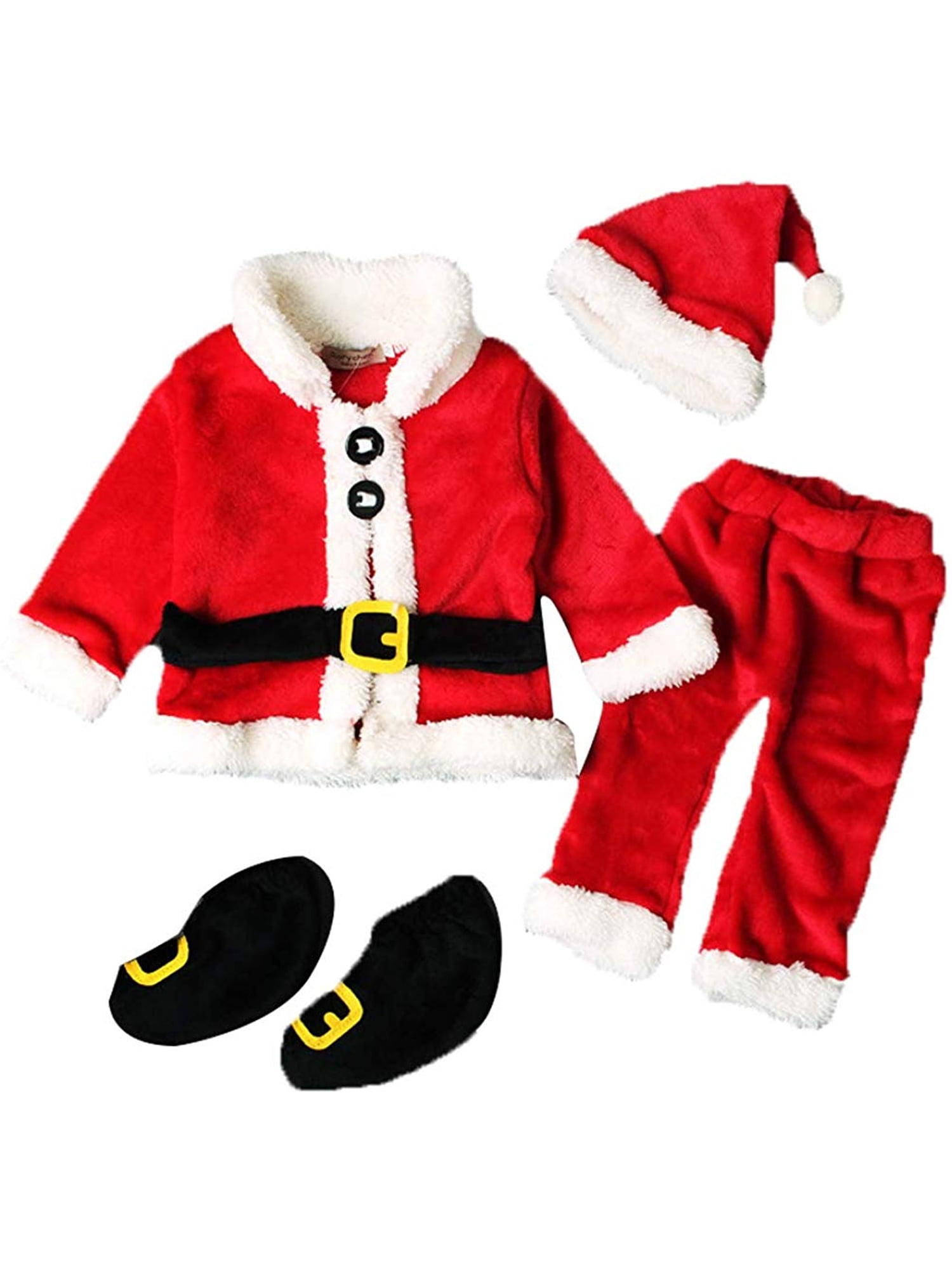 sunnymi 3Pcs My First Christmas Santa Clothes Set Toddler Newborn Infant Baby Boy Girl Deer Romper Tops+Pants+Hat Outfits