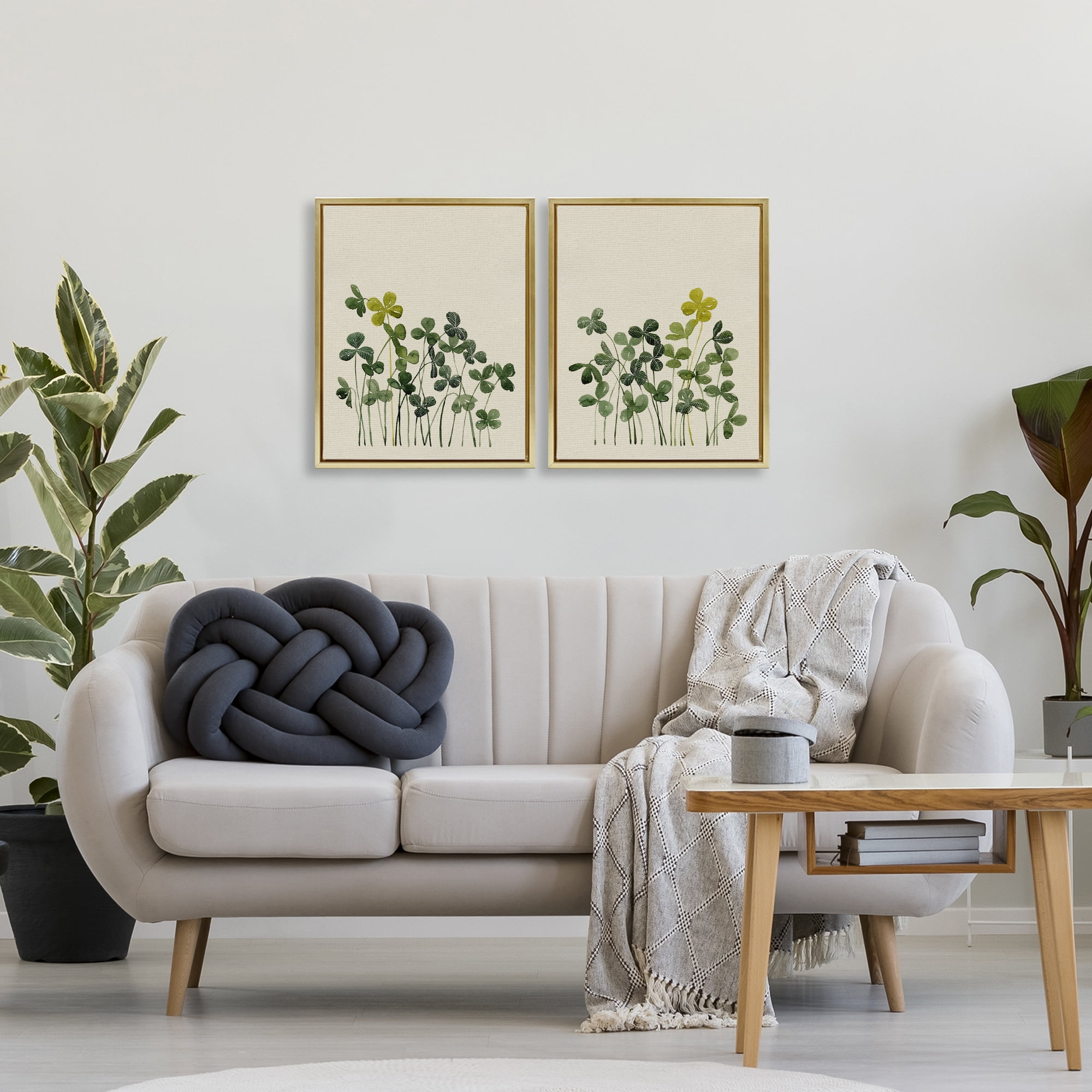 Minimal Hidden Gems 2 Piece Gold Framed Floater Canvas Set, design by Grace Popp