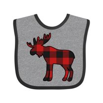 Inktastic Moose Silhouette Plaid Boys or Girls Baby Bib