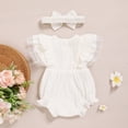 thumbnail image 3 of ZEHJUHAN Infants Baby Girl Ruffle Bubble Romper One-Piece Shorts Jumpsuit with Mesh Butterfly Sleeves Summer Outfit White，3-6M, 3 of 7