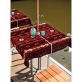 thumbnail image 2 of Outdoor Tablecloths with Umbrella Hole & Zipper, Red Black Boho 60x60 Inch Square Tablecloths, Vintage Ethnic Tribe Abstract Art Retro Waterproof Table Cloth, Patio/Pool/Picnic Table Covers, 2 of 8