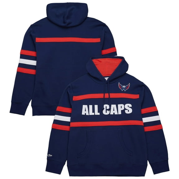 Men's Mitchell & Ness Navy Washington Capitals Head Coach Slogan Pullover Hoodie