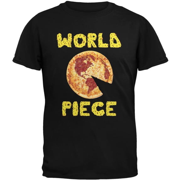 Pizza World Piece Black Adult T-Shirt - X-Large