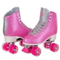 thumbnail image 2 of Cal 7 Sparkly Roller Skates for Indoor & Outdoor Skating, Faux Leather Quad Skate with Ankle Support & 83A PU Wheels for Kids & Adults (Pink, Men's 8/ Women's 9), 2 of 7