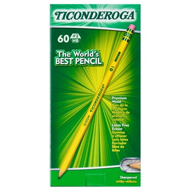 Ticonderoga Sharpened Wooden Pencils, 2 HB, .03mm, Yellow, 60 Count