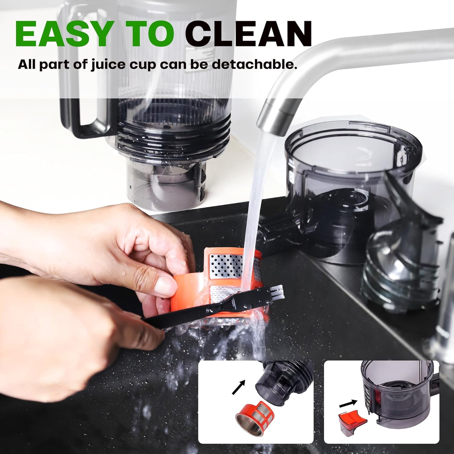Slow Masticating Juicer Machines with 5.5" Large Feed Chute for Most Fruits and Vegetables