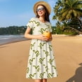 thumbnail image 4 of Goofa Green Snake Pattern Women Summer Short Sleeve Midi Dress with Pockets Casual Aline Flowy Tshirt Dress Vocation Beach Sundress, 4 of 6
