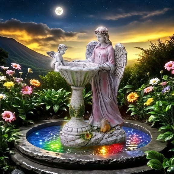 Lumiartisan Solar Angel - Color Changing LED, Waterproof Resin Outdoor Statue