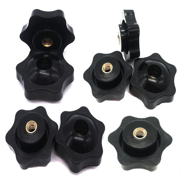 Lunanne 8pcs Head Black Plastic Thread Star Knob Knob Star Clamping Female Faucets