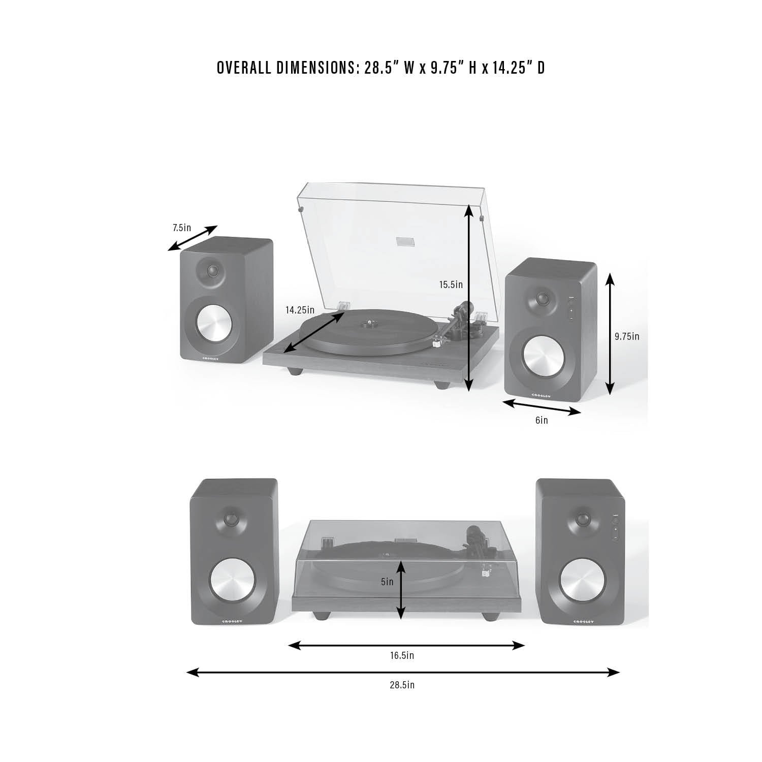 Crosley C6 Vinyl Record Player with Speakers and Wireless Bluetooth - Audio Turntables