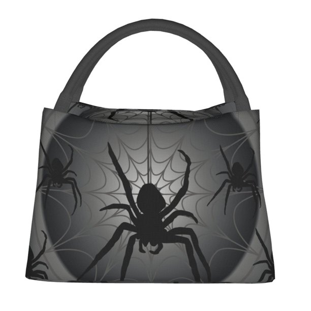 Fotbe Black Spiders Bolsa Térmica Portátil con Estampado, Bolsa de Entrega de Alimentos Aislada, Bolsa Reutilizable de Gran Capacidad para Comidas y Supermercado