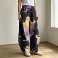 thumbnail image 2 of Bovemsi Flowy Pants for Women Wide Leg Barrel Baggy Trousers, Elastic High Waist Casual Pants With Pockets Fashion Outfits Clothes XXXL Purple, 2 of 4