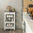 thumbnail image 4 of Costway Compact Kitchen Island Cart Rolling Service Trolley with Stainless Steel Top Basket, 4 of 10