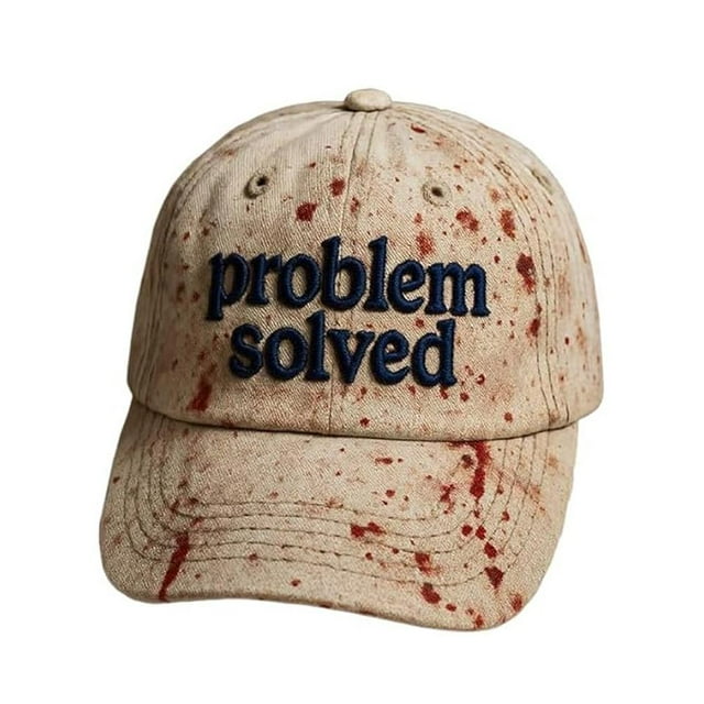 SharkTRUE Unisex Casual Dark Blood Stain Hat Problem Solved Bloody T Caps HO