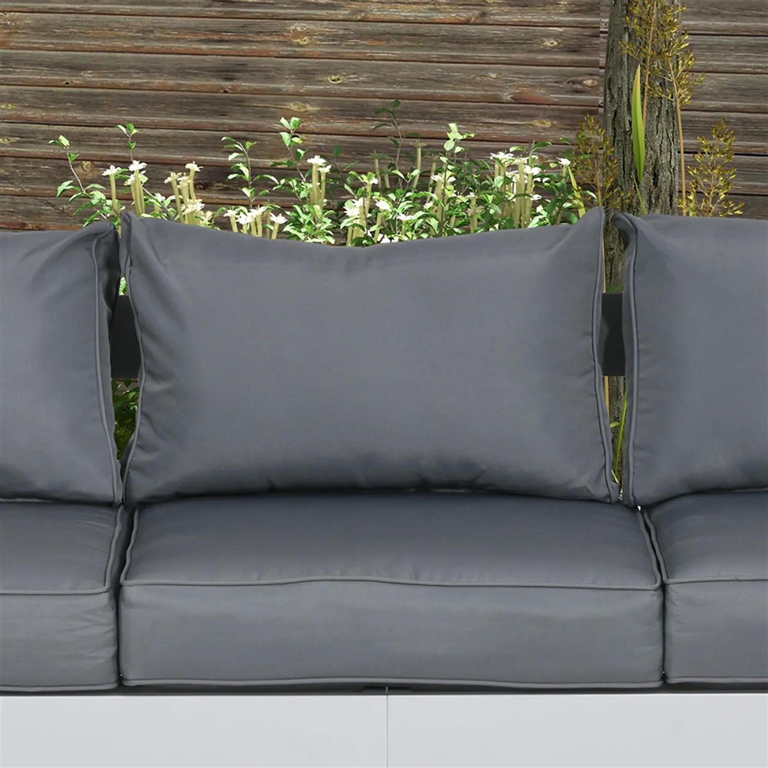 Demi Bonn Outdoor Loveseat Sofa Aluminum Patio Furniture with Wide Armrests, All-Weather Metal Outdoor Couch with Cushions, Gray