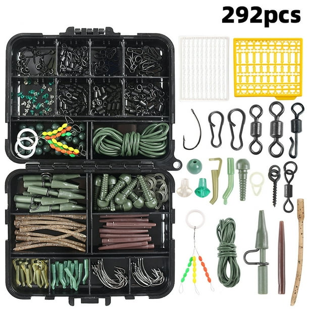 292 Pcs/box Carp Fishing Tool Accessories Set Hook Block Bean Swivel Fishing  Gear 