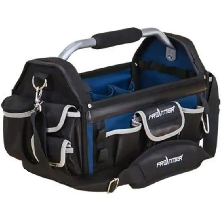 19 in. Open Tote Tool Bag with Rotating Handle in Black and Blue 19 in. Open Tote Tool Bag with Rotating Handle in Black and Blue