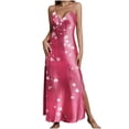 thumbnail image 2 of Vetsdori Sleeveless Midi Dresses for Women Satin Sundress Slip Dress Summer Beach,Floral Print Tank V-Neck Womens Dress Lightweight, 2 of 8