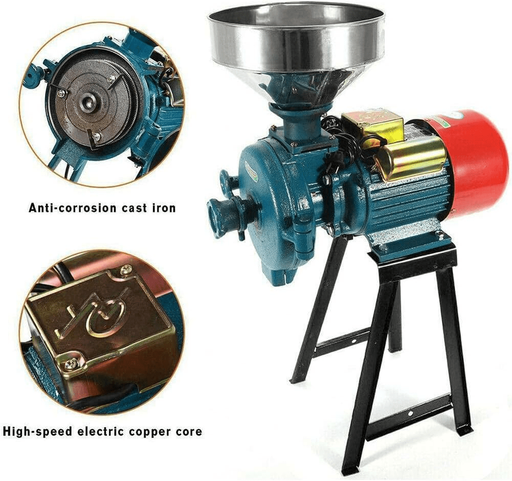 PRIJESSE Electric Grain Grinder Mill 110V 3000W  Dry Corn Grinder Commercial  Feed Mill Dry Cereals Wheat Grinder W/ Funnel