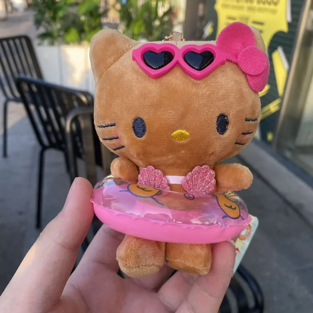 Sanrio Summer Swim Ring Hello Kitty Plush Doll Keychain Backpack